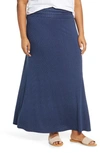 Loveappella Roll Top Maxi Skirt In Navy/ Ivory