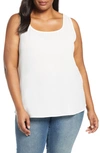 Loveappella Easy Scoop Neck Tank Top In Ivory