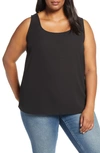 Loveappella Easy Scoop Neck Tank Top In Black