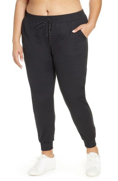 Zella Washed Organic Cotton Ankle Joggers In Grey Dark Charcoal Heather