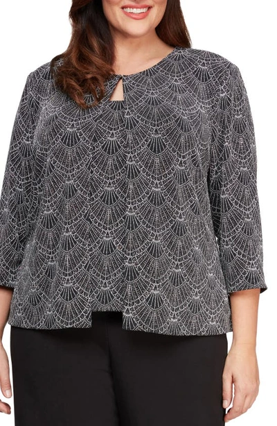 Alex Evenings Plus Size Printed Twinset In Black/taupe