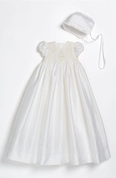 Little Things Mean A Lot Babies' Silk Gown In White