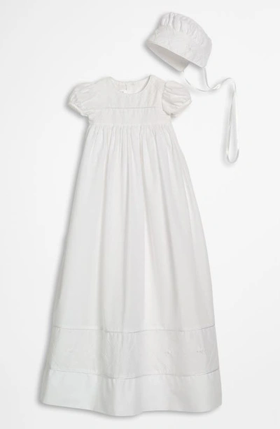 Little Things Mean A Lot Babies' Gown & Bonnet In White