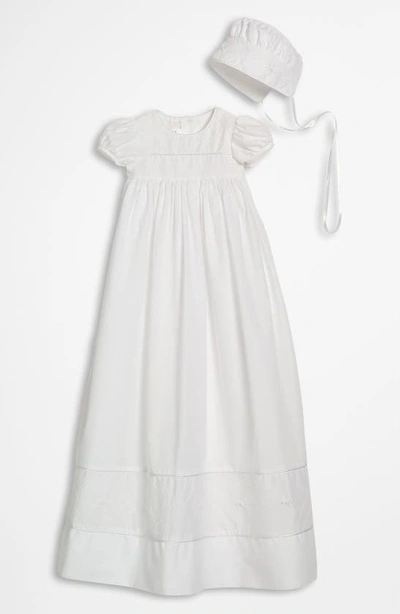 Little Things Mean A Lot Babies'  Gown & Bonnet In White