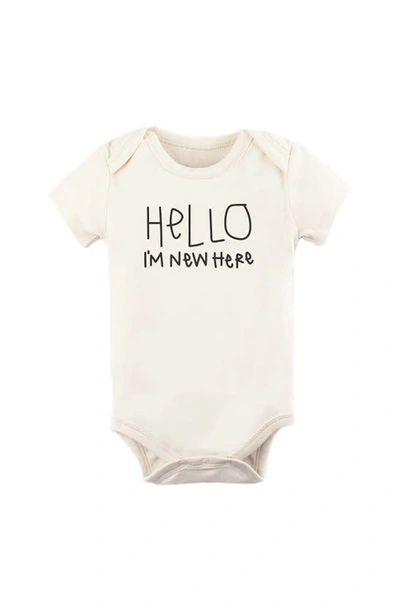 Tenth & Pine Babies'  Hello, I'm New Here Organic Cotton Bodysuit In Natural