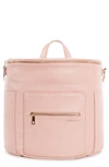 Fawn Design Babies' The Original Convertible Water Resistant Faux Leather Diaper Bag In Blush