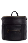 Fawn Design Babies' The Original Convertible Water Resistant Faux Leather Diaper Bag In Black