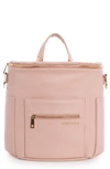 Fawn Design Babies' The Mini Convertible Water Resistant Faux Leather Diaper Bag In Blush