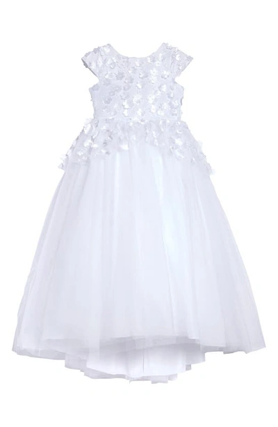 Us Angels Kids' Floral Embellished High/low Tulle First Communion Dress In White