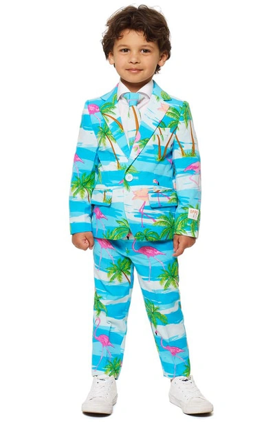 Opposuits Kids' Flaminguy Two-piece Suit With Tie In Blue
