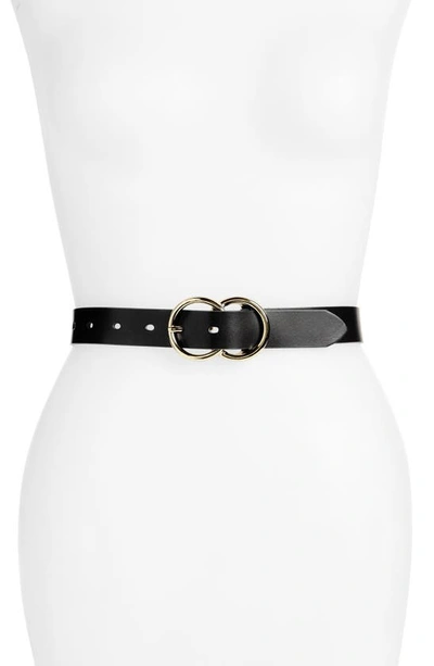 Halogenr Double Ring Leather Belt In Black