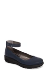 Otbt Scamper Ankle Strap Wedge In New Blue Leather