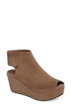 Chocolat Blu Cutout Wedge Sandal In Taupe Suede