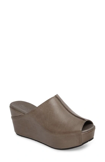 Chocolat Blu Wynn Peep Toe Mule In Graphite Leather