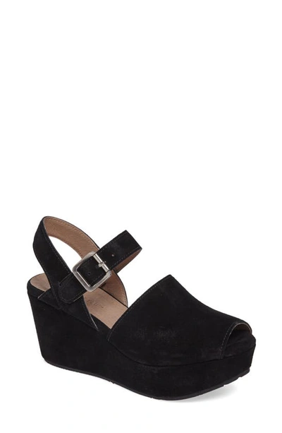 Chocolat Blu Wagga Platform Wedge Sandal In Black Suede