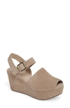 Chocolat Blu Wagga Platform Wedge Sandal In Taupe Suede