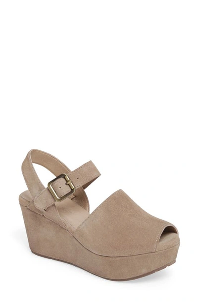 Chocolat Blu Wagga Platform Wedge Sandal In Taupe Suede