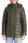 Modern Eternity Lightweight Puffer Convertible 3-in-1 Maternity Jacket In Khaki Green