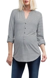 Nom Maternity Women's Amelie Knit Transitional Top In Black White Stripe