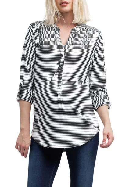 Nom Maternity Women's Amelie Knit Transitional Top In Black White Stripe