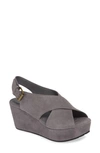 Chocolat Blu Wim Platform Wedge Sandal In Grey Suede