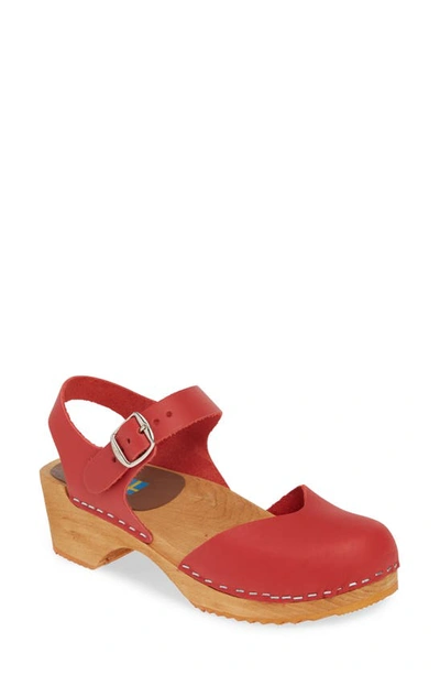 Mia Sofia Clog Sandal In Red Leather