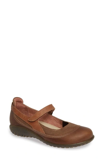 Naot Kire Mary Jane Flat In Antique/ Saddle Leather/ Suede