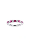 Lafonn Simulated Diamond Birthstone Band Ring In July - Red/ Silver