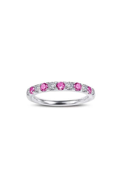 Lafonn Simulated Diamond Birthstone Band Ring In October - Pink/ Silver
