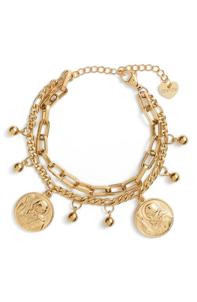 Bracha All Saints Coin Charm Bracelet In Gold