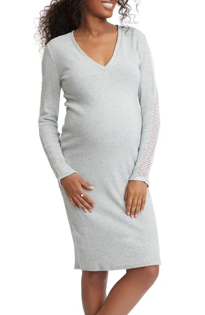 Stowaway Collection Sweatshirt Maternity Dress In Gray