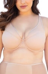 Curvy Couture High Apex Diamond Net Underwire Bra In Bombshell Nude