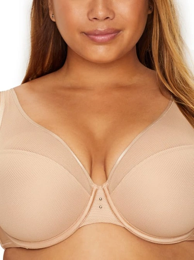 Curvy Couture High Apex Diamond Net Underwire Bra In Bombshell Nude