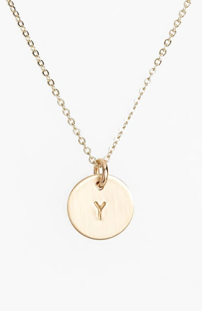 Nashelle 14k-gold Fill Initial Mini Circle Necklace In 14k Gold Fill Y