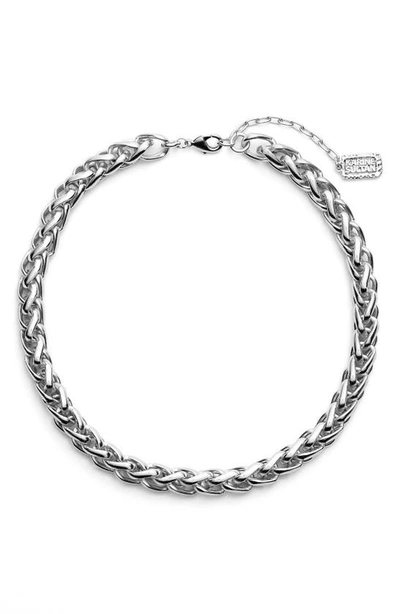 Karine Sultan Braided Link Collar Necklace In Silver