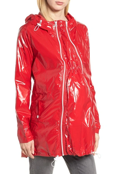 Modern Eternity Waterproof Convertible 3-in-1 Maternity Raincoat In Red
