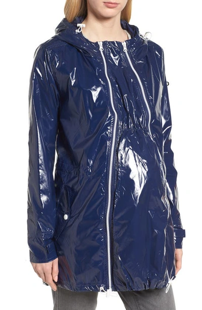 Modern Eternity Waterproof Convertible 3-in-1 Maternity Raincoat In Bright Navy