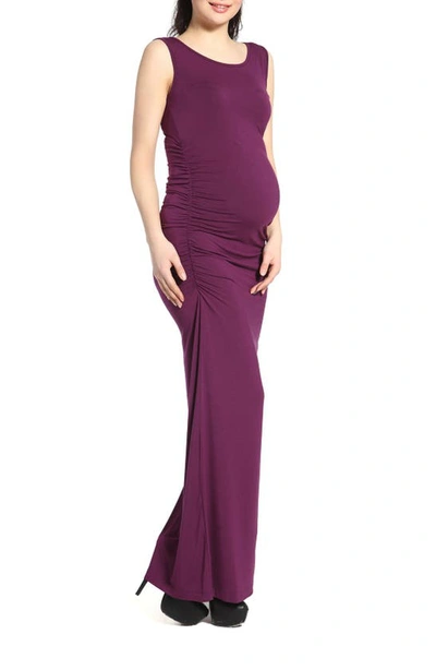 Kimi And Kai Maternity Maxi Tank Dress In Eggplant
