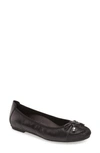 Vionic Minna Ballet Flat Shoes-wide In Black In Black Leather