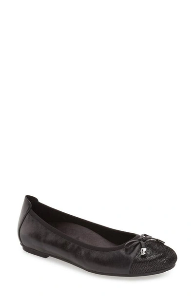 Vionic Minna Ballet Flat Shoes-wide In Black In Black Leather
