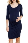 Maternal America Ruched Maternity Dress In Navy