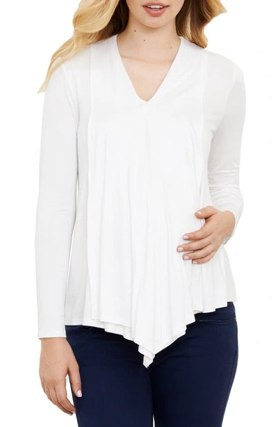 Maternal America Draped Nursing Top In Ivory