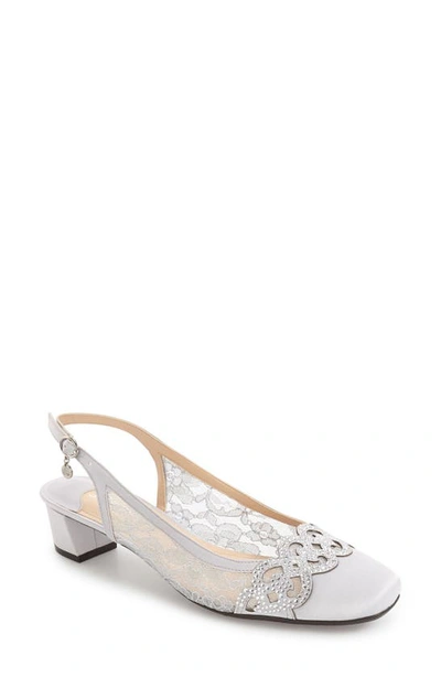 J. Reneé Faleece Crystal Embellished Slingback Pump In Steel Grey Fabric