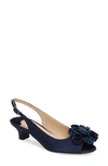 J. Reneé Leonelle Slingback Kitten Heel Sandal In Navy Satin