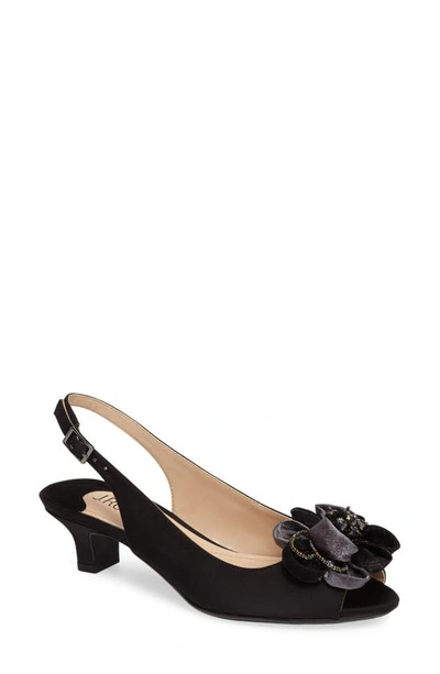 J. Reneé Leonelle Slingback Kitten Heel Sandal In Black Satin