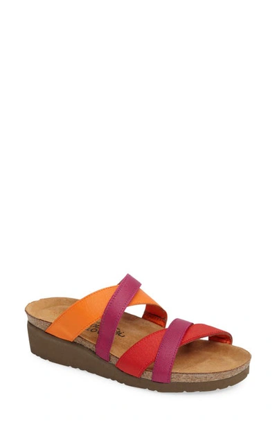 Naot Roxana Strappy Slip-on Sandal In Red/ Orange/ Purple Fabric