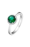 Lafonn Birthstone Halo Ring In May Emerald / Silver