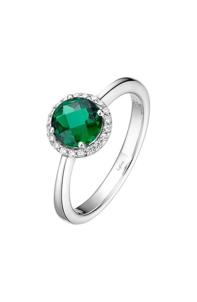 Lafonn Birthstone Halo Ring In May Emerald / Silver