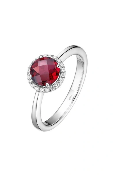 Lafonn Birthstone Halo Ring In January Garnet / Silver