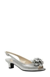 J. Reneé Leonelle Slingback Kitten Heel Sandal In Silver Satin